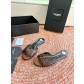 생로랑(SAINT LAURENT) 셔링 레더 힐 슬리퍼 신발