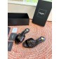 생로랑(SAINT LAURENT) 셔링 레더 힐 슬리퍼 신발