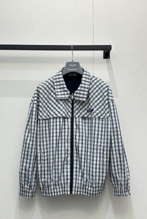 프라다(PRADA) 체크 더블카라 오버핏 자켓 의류