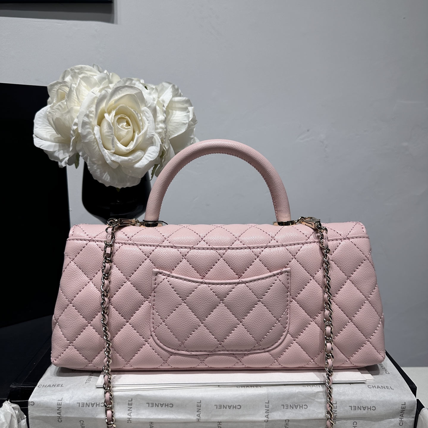 Chanel 샤넬 26P Coco handle 코코핸들 가로형 라이트 핑크 (샴페인 골드) 가방