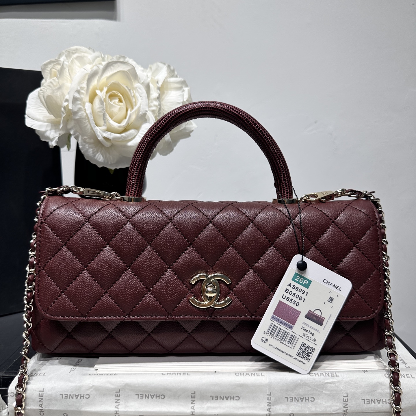 Chanel 샤넬 Coco handle 26P 코코핸들 가로형 레드 (샴페인 골드) 가방