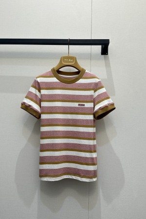 미우미우(MIU MIU) 핑크 체크 반팔 의류