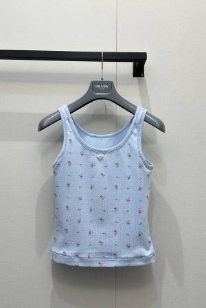 프라다(PRADA) 플로럴 리브 슬리브리스 의류