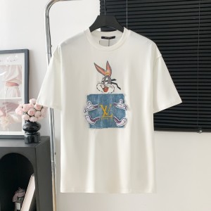 루이비통(LV) 로고 데님 패치 반팔 티셔츠 의류