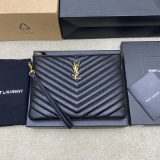 [YSL] 생로랑 클래식 퀼팅 클러치백 - 스몰 (블랙 램스킨/골드) 가방