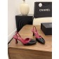 샤넬(CHANEL) 배색 컷아웃 슬링백 하이힐 샌들 신발