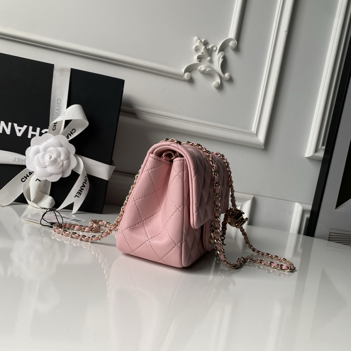 [Chanel] 샤넬 26C CF 시리즈 샴페인 골드 램스킨 (AS5758) 숄더백 가방