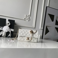 [Chanel] 샤넬 26C CF 시리즈 샴페인 골드 램스킨 (AS5759) 숄더백 가방 미디움