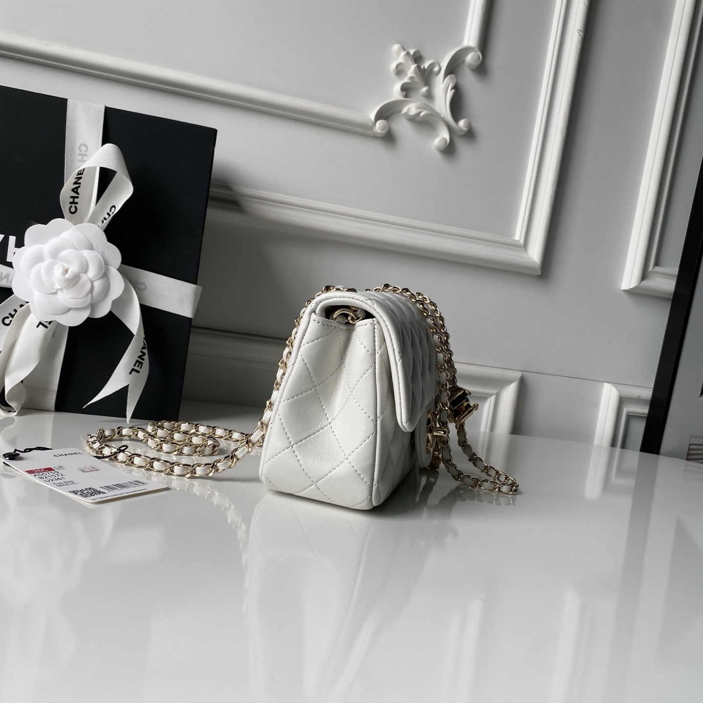 [Chanel] 샤넬 26C CF 시리즈 샴페인 골드 램스킨 (AS5759) 숄더백 가방 미디움