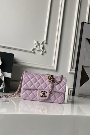 [Chanel] 샤넬 26C CF 시리즈 샴페인 골드 램스킨 (AS5759) 숄더백 가방 미디움