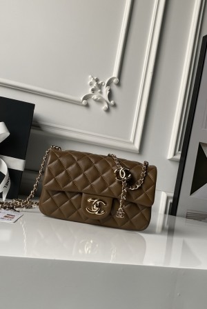 [Chanel] 샤넬 26C CF 시리즈 샴페인 골드 램스킨 (AS5759) 숄더백 가방 미디움