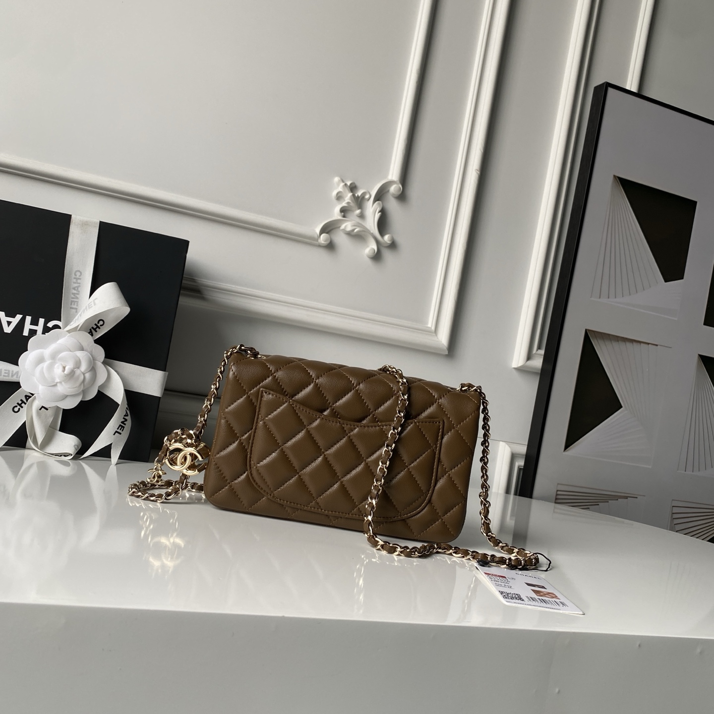 [Chanel] 샤넬 26C CF 시리즈 샴페인 골드 램스킨 (AS5759) 숄더백 가방 미디움