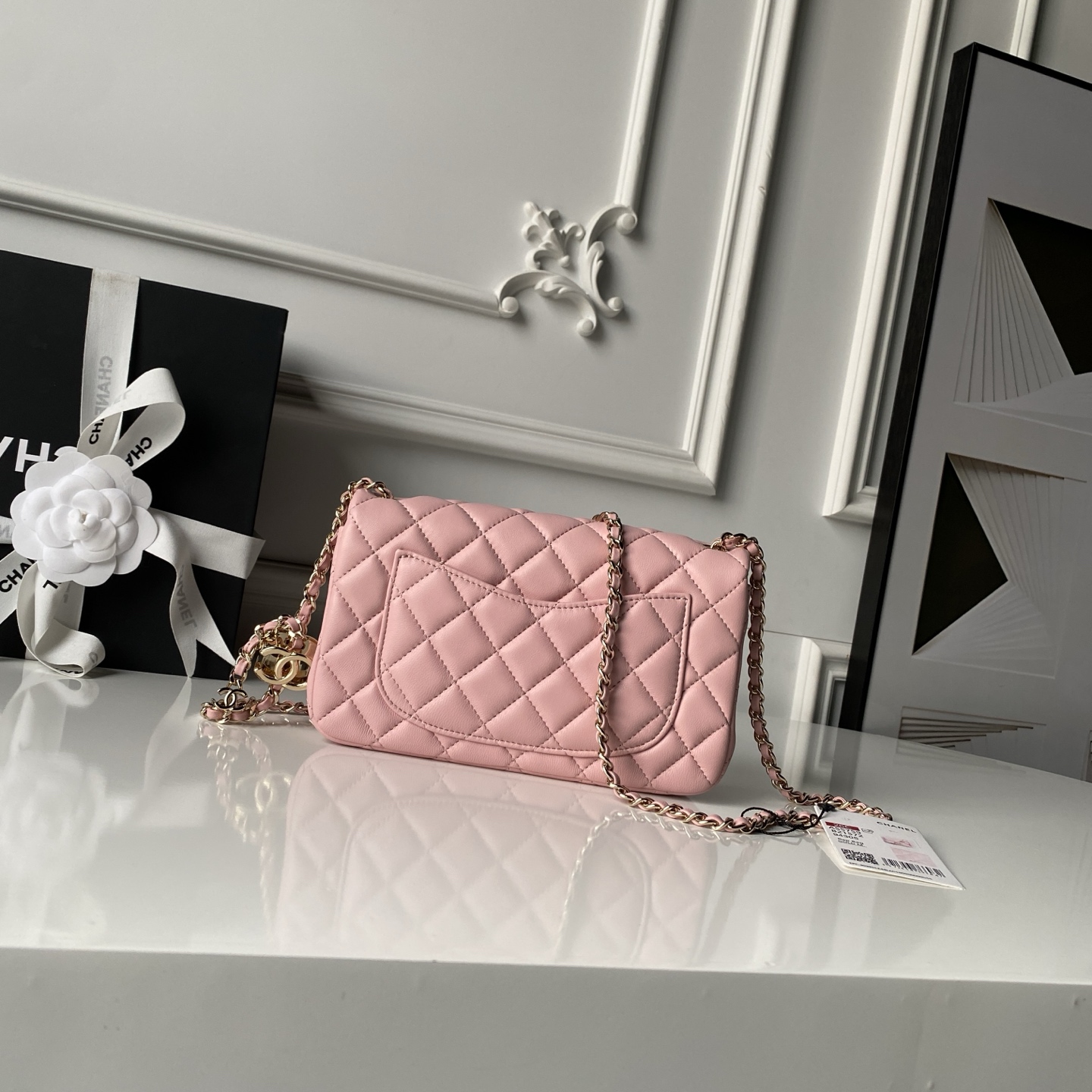 [Chanel] 샤넬 26C CF 시리즈 샴페인 골드 램스킨 (AS5759) 숄더백 가방 미디움