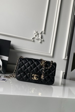 [Chanel] 샤넬 26C CF 시리즈 샴페인 골드 램스킨 (AS5759) 숄더백 가방 미디움