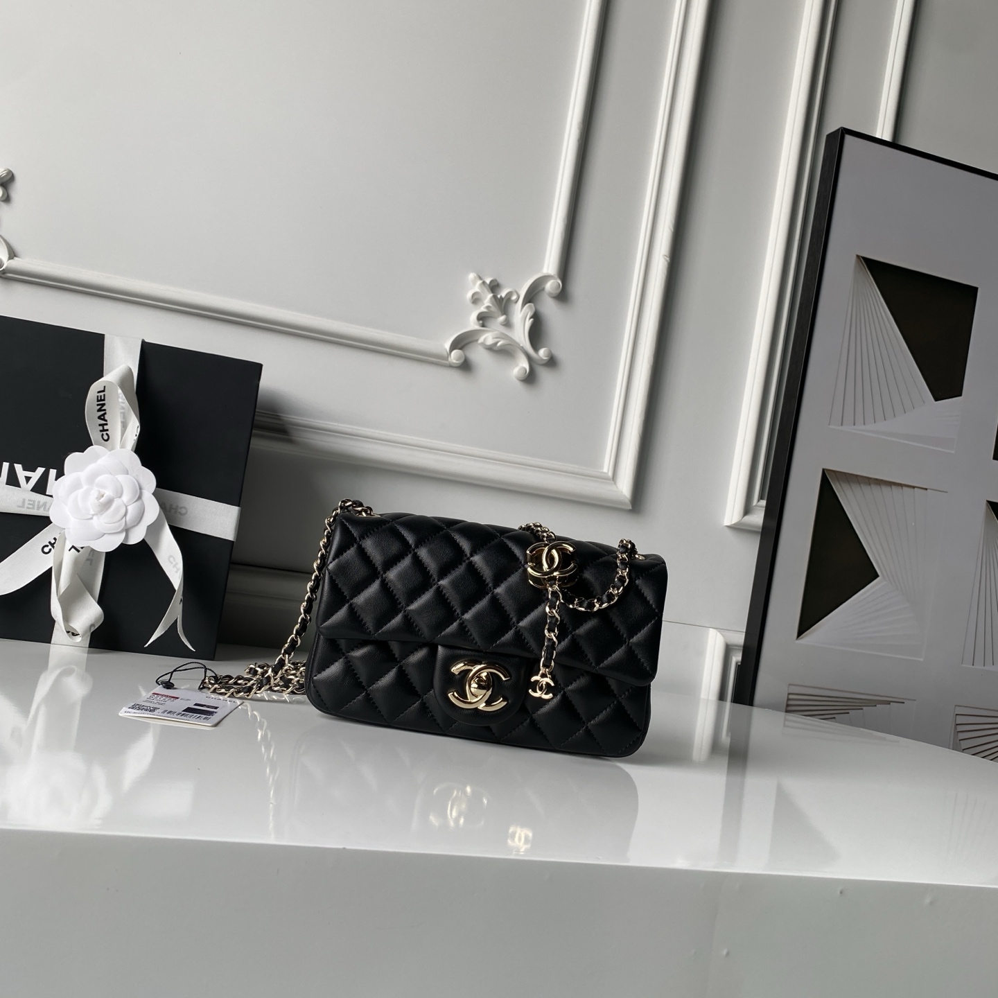 [Chanel] 샤넬 26C CF 시리즈 샴페인 골드 램스킨 (AS5759) 숄더백 가방 미디움