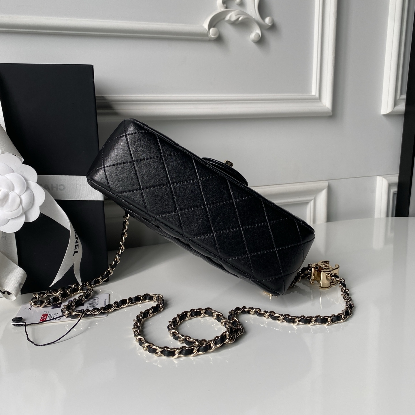 [Chanel] 샤넬 26C CF 시리즈 샴페인 골드 램스킨 (AS5759) 숄더백 가방 미디움