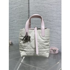 [Dior] 디올 Toujours 뚜주흐 버티컬 백 - 스몰 (실버버클 핑크&화이트 배색) 가방