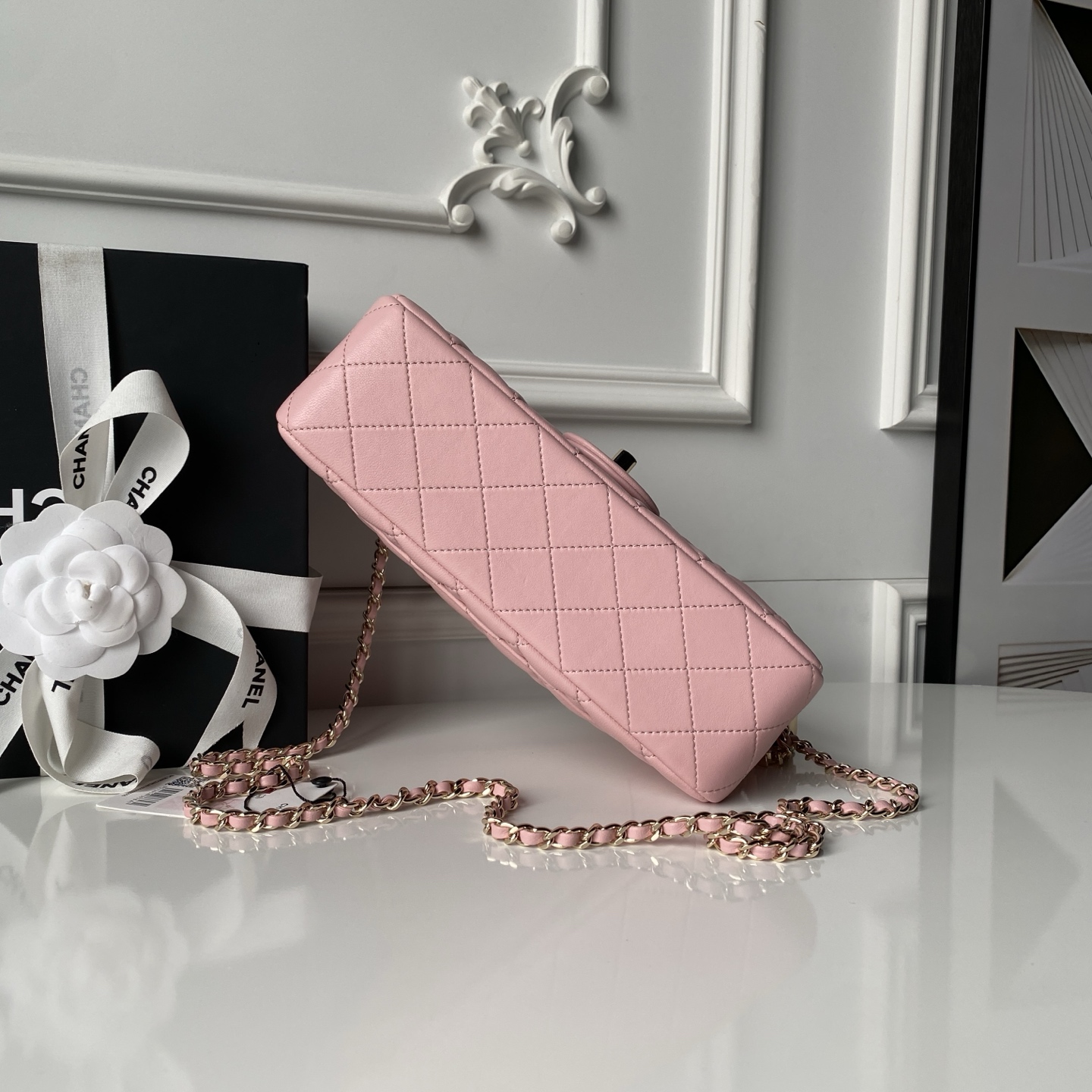 [Chanel] 샤넬 26C CF 시리즈 샴페인 골드 램스킨 (AS5756) 숄더백 가방