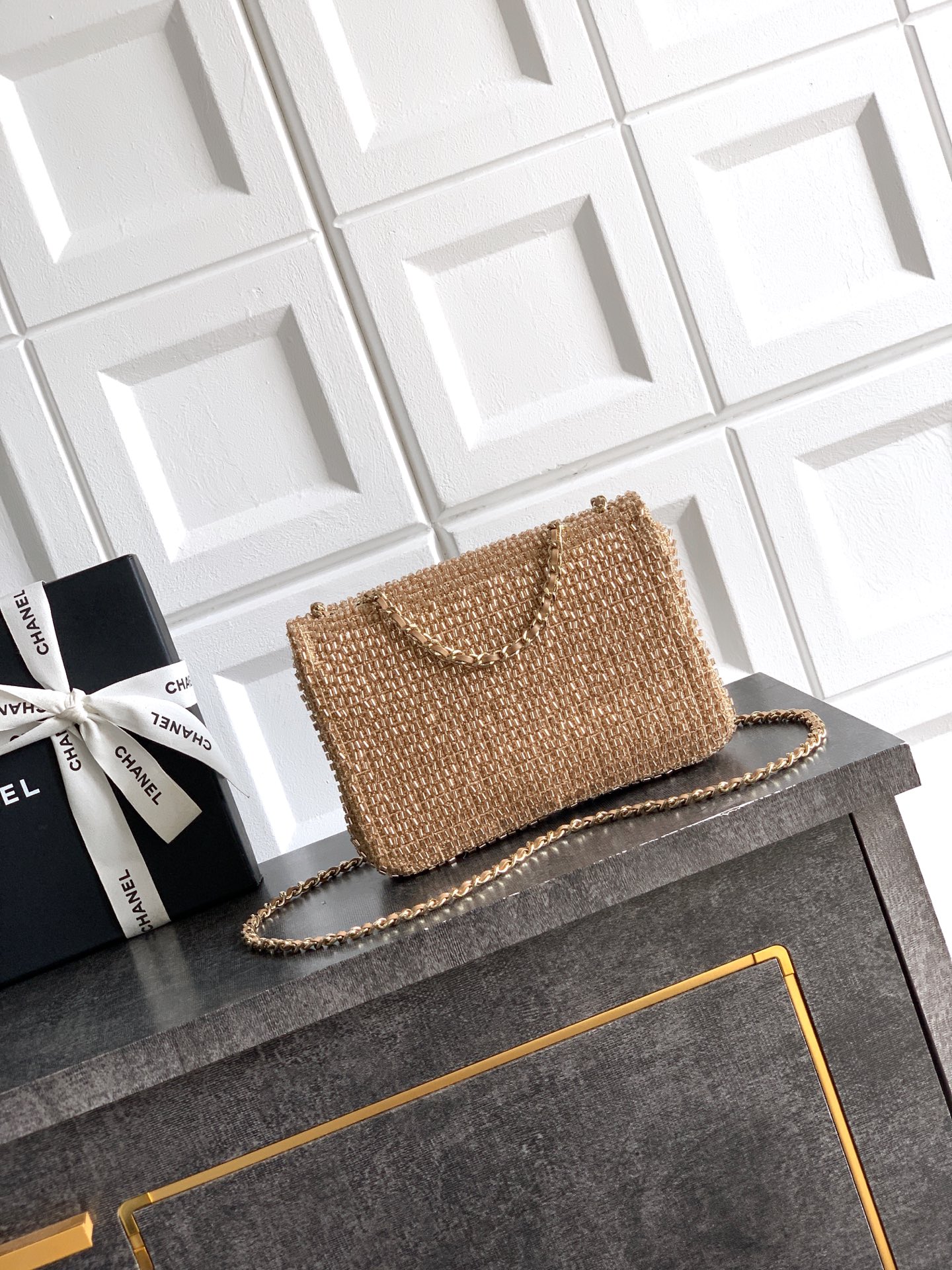 [Chanel] 샤넬 26s 자수 핸드메이드 샴페인 브레이드 이브닝백 숄더백 가방