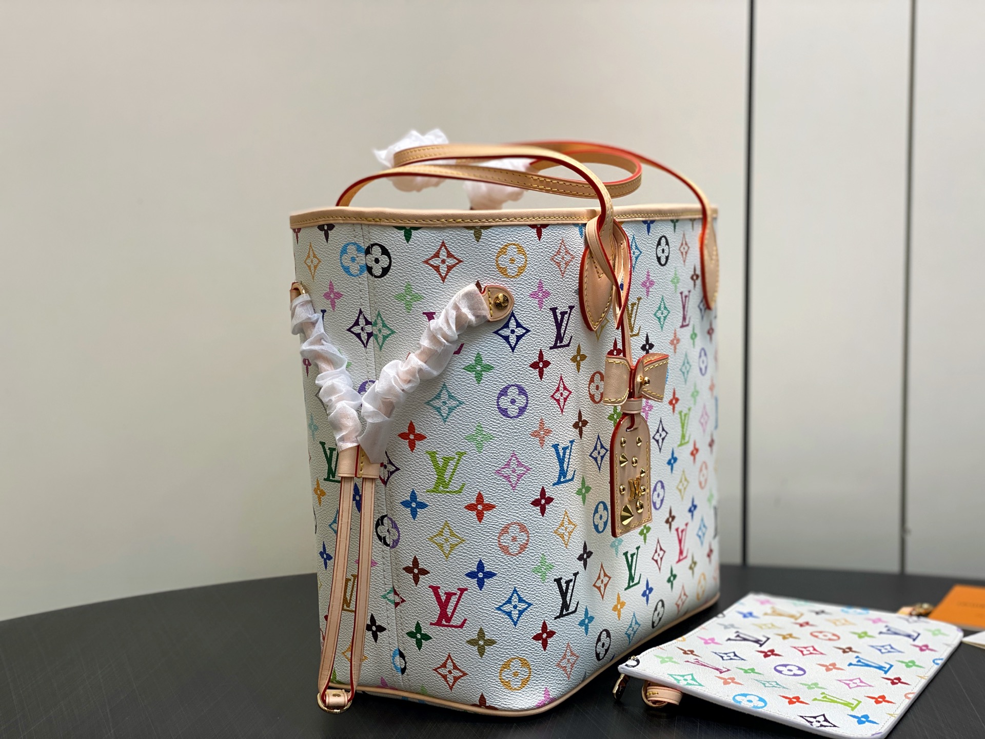 [Louis Vuitton] LV 루이비통 x 무라카미 다카시 리에디션 Neverfull 네버풀 MM - 화이트 멀티컬러 토트백 숄더백 가방