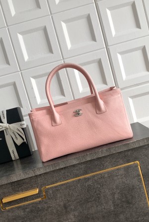 [Chanel] 샤넬 Cerf(서프) 토트백 가방 - 핑크 은장 (베이비 스킨 카프스킨) 스몰