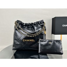 [Chanel] 샤넬 22P 22bag 미디움 가방 - 블랙 금장