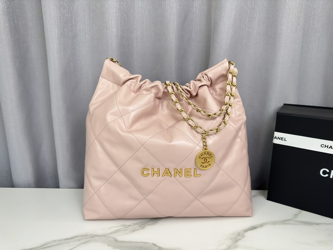 [Chanel] 샤넬 22P 22bag 미디움 가방 - 핑크 금장