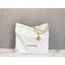 [Chanel] 샤넬 22P 22백 미디움 가방 - 화이트 금장