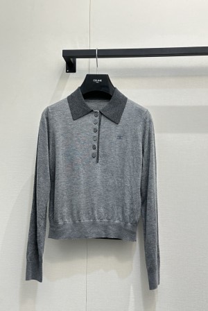 셀린느(CELINE) 배색 폴로 니트 롱슬리브 의류