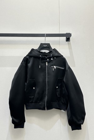 셀린느(CELINE) 새틴 후드 탈부착 크롭 자켓 의류