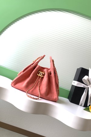 [Chanel] 샤넬 26C 미니 누벅 퀼팅 드로스트링 버킷백 숄더백 가방