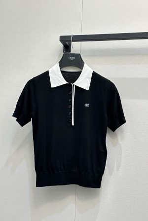 셀린느(CELINE) 배색 폴로 니트 반팔 의류