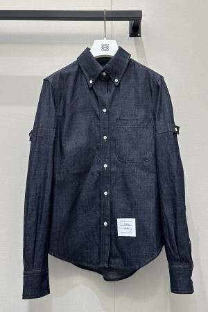 톰브라운(THOM BROWNE) 슬리브 버튼 밴드 데님 셔츠 의류