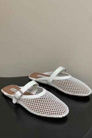 알라이아(ALAIA) 크리스탈 메쉬 발레리나 뮬 신발