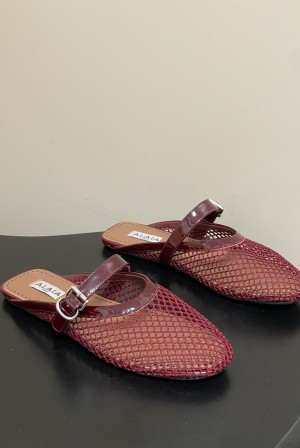 알라이아(ALAIA) 크리스탈 메쉬 발레리나 뮬 신발