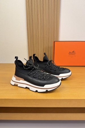 [Hermes] 에르메스 프리미엄 나파 레더 & 스트레치 패브릭 스니커즈 신발