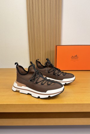 [Hermes] 에르메스 프리미엄 나파 레더 & 스트레치 패브릭 스니커즈 신발