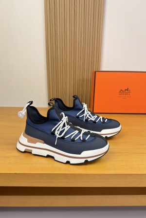 [Hermes] 에르메스 프리미엄 나파 레더 & 스트레치 패브릭 스니커즈 신발