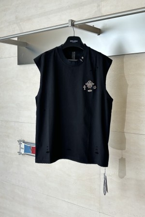 크롬하츠(CHROME HEARTS) 실버 장식 데미지 민소매 티셔츠 의류