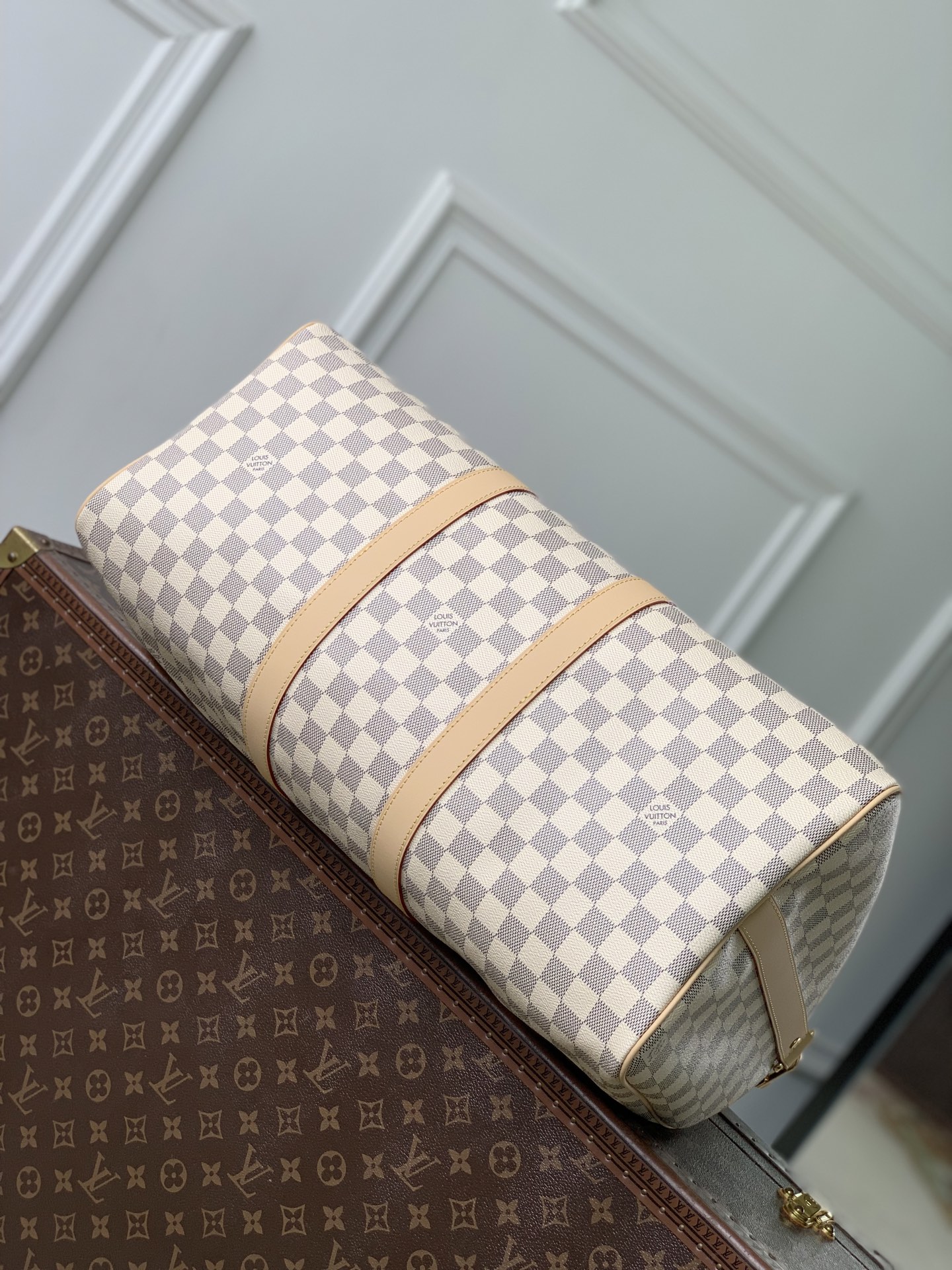 [Louis Vuitton] LV 루이비통 Keepall Bandoulière 45 키폴 반둘리에 45 - 화이트 다미에 가방