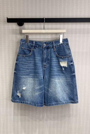 CHROME HEARTS CH 크롬하츠 빈티지 디스트로이드 스타 데님 쇼츠 반바지 의류