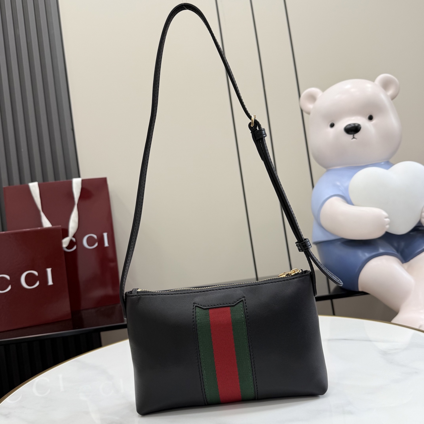 [Gucci] 구찌 26SS 홀스빗 웹 레더 미니 숄더백 가방