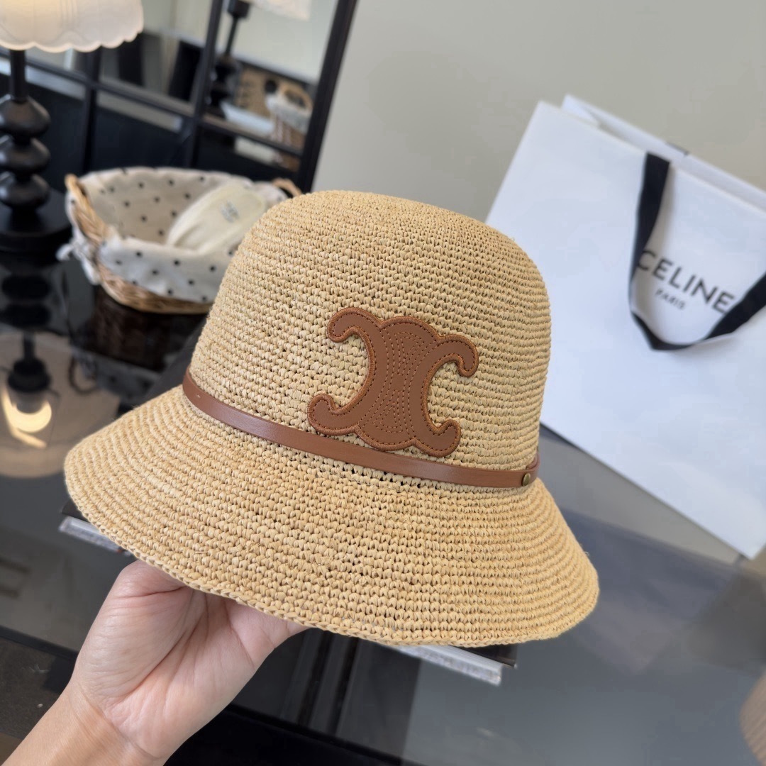 셀린느(CELINE) 라피아 햇 모자