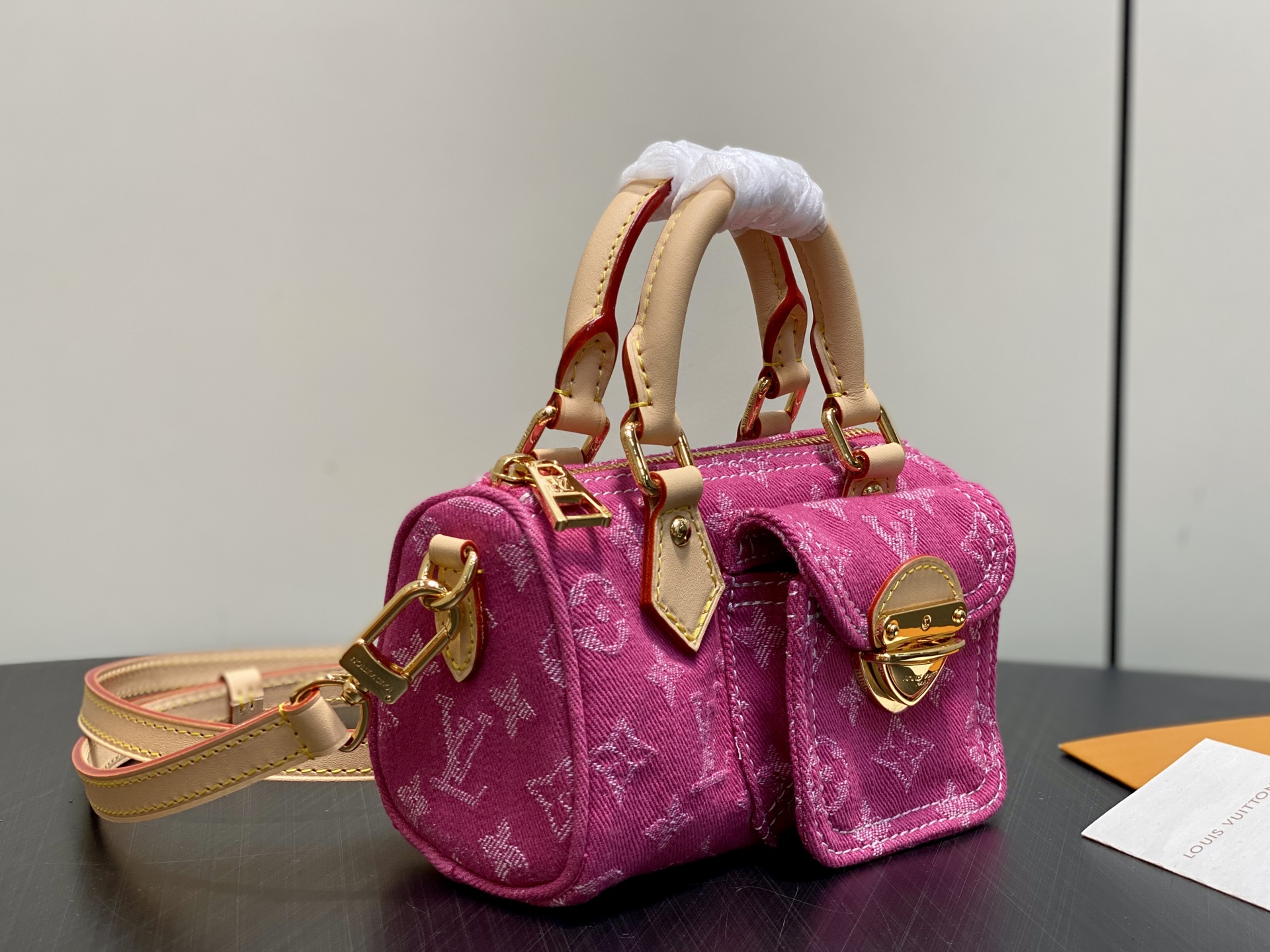 [Louis Vuitton] LV 루이비통 모노그램 데님 나노 스피디 (로즈 핑크) 가방