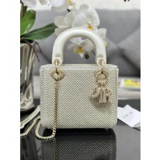 [Lady Dior] 디올 레이디 디올 미니 3구 자수 진주 백 (밀크 화이트) 가방