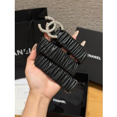 [Chanel] 샤넬 램스킨 셔링 펄 더블C 밴드 벨트 (30mm)