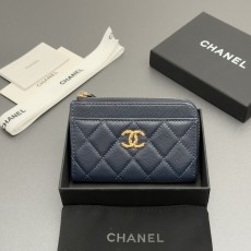 [Chanel] 샤넬 캐비어 가죽 멀티 컬러 젬 지퍼 카드/지갑