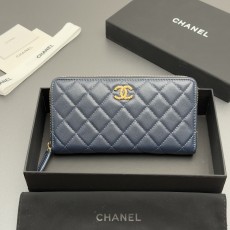 [Chanel] 샤넬 캐비어 가죽 멀티 컬러 젬 지퍼 장지갑