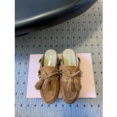 미우미우(MIU MIU) 스웨이드 데크 슈즈 슬리퍼 신발
