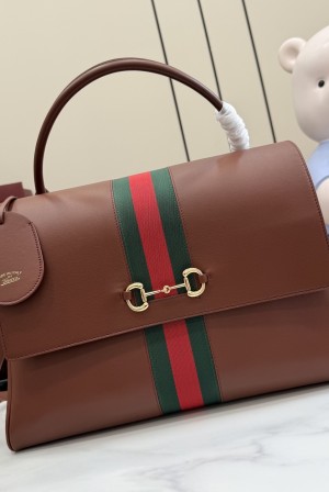 [GUCCI] 구찌 제너레이션 구찌(Generation Gucci) 핸드백 (올 가죽 버전, 875019 - 레드 브라운) 가방